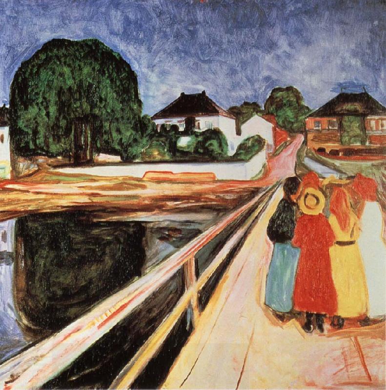 Edvard Munch Four girls on a bridge China oil painting art